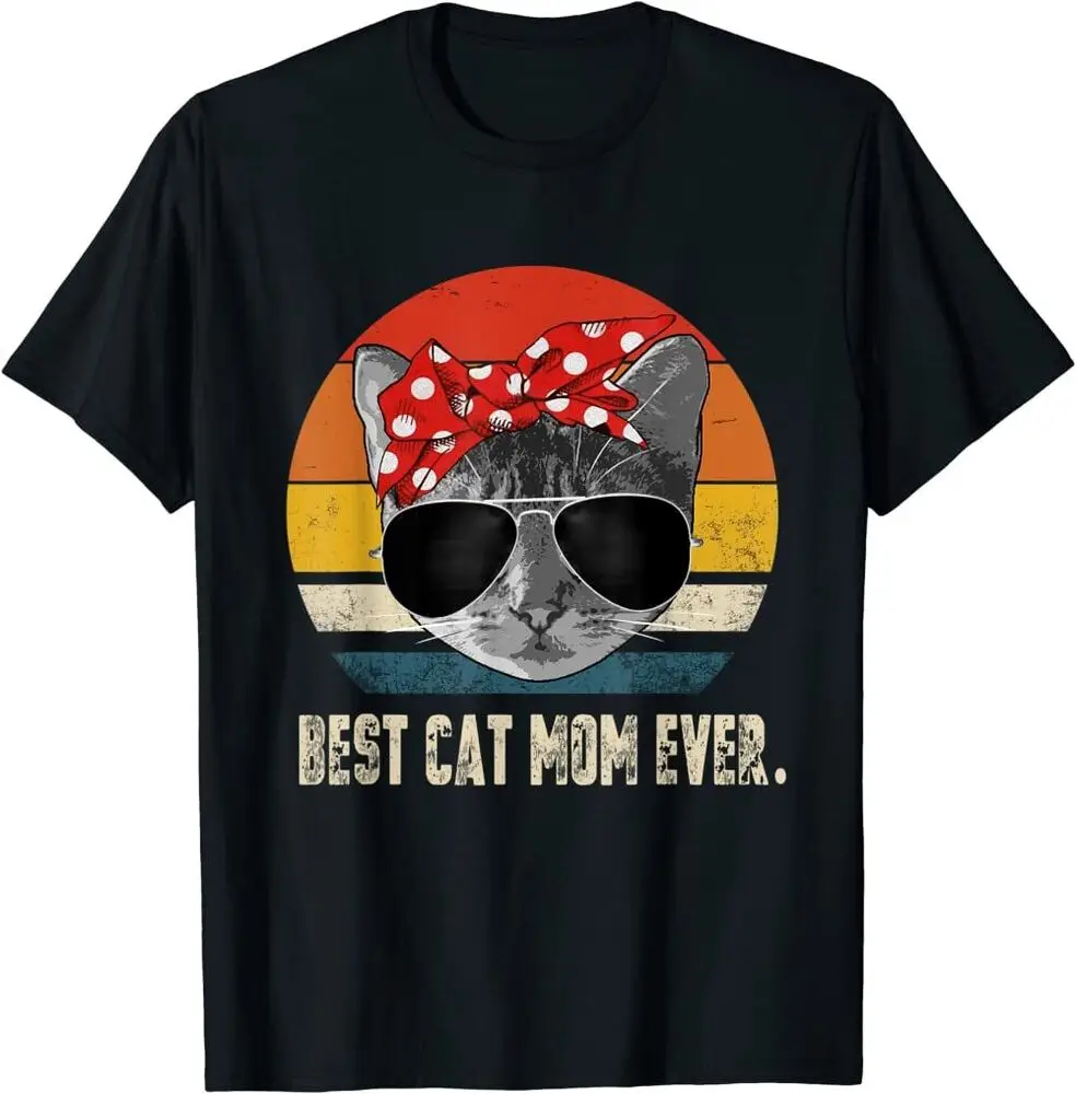 Best Cat Mom Ever Vintage Retro Cat Mommy Cat Mother T-Shirt For Men Women Summer Tees Cotton Luxury Brand Vintage Oversized