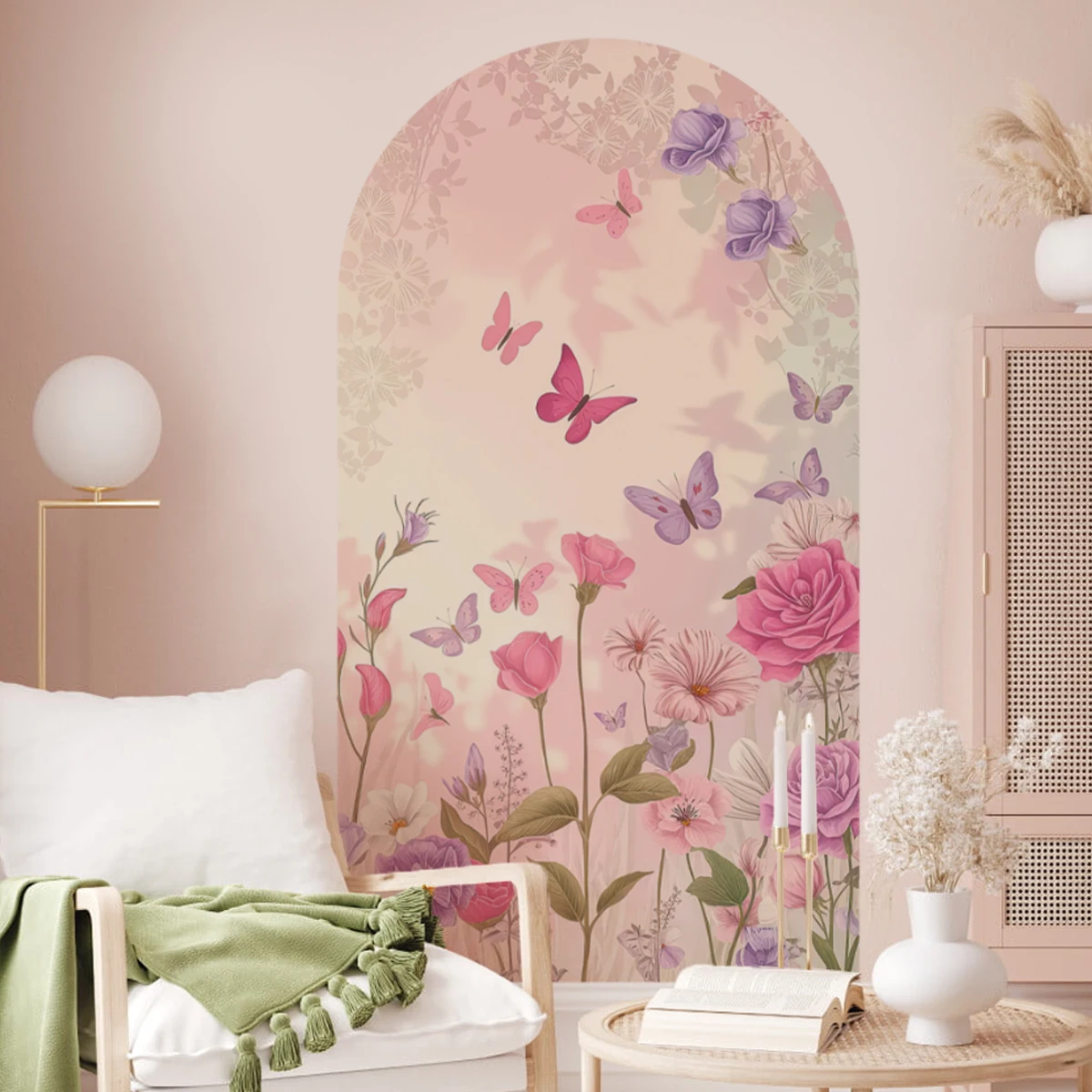 

Light Shadow Butterfly Flowers Arch wallpaper Mural Art Decal Room Sticker Girls Room Bedroom Living Home Decor Self Adhesive