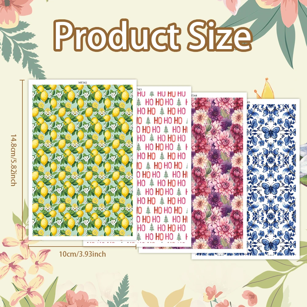 

Lemon Christmas Hohoho Butterfly Pattern Polymer Clay Transfer Paper Stickers for Diy Jewelry Earrings Printing Paper Making
