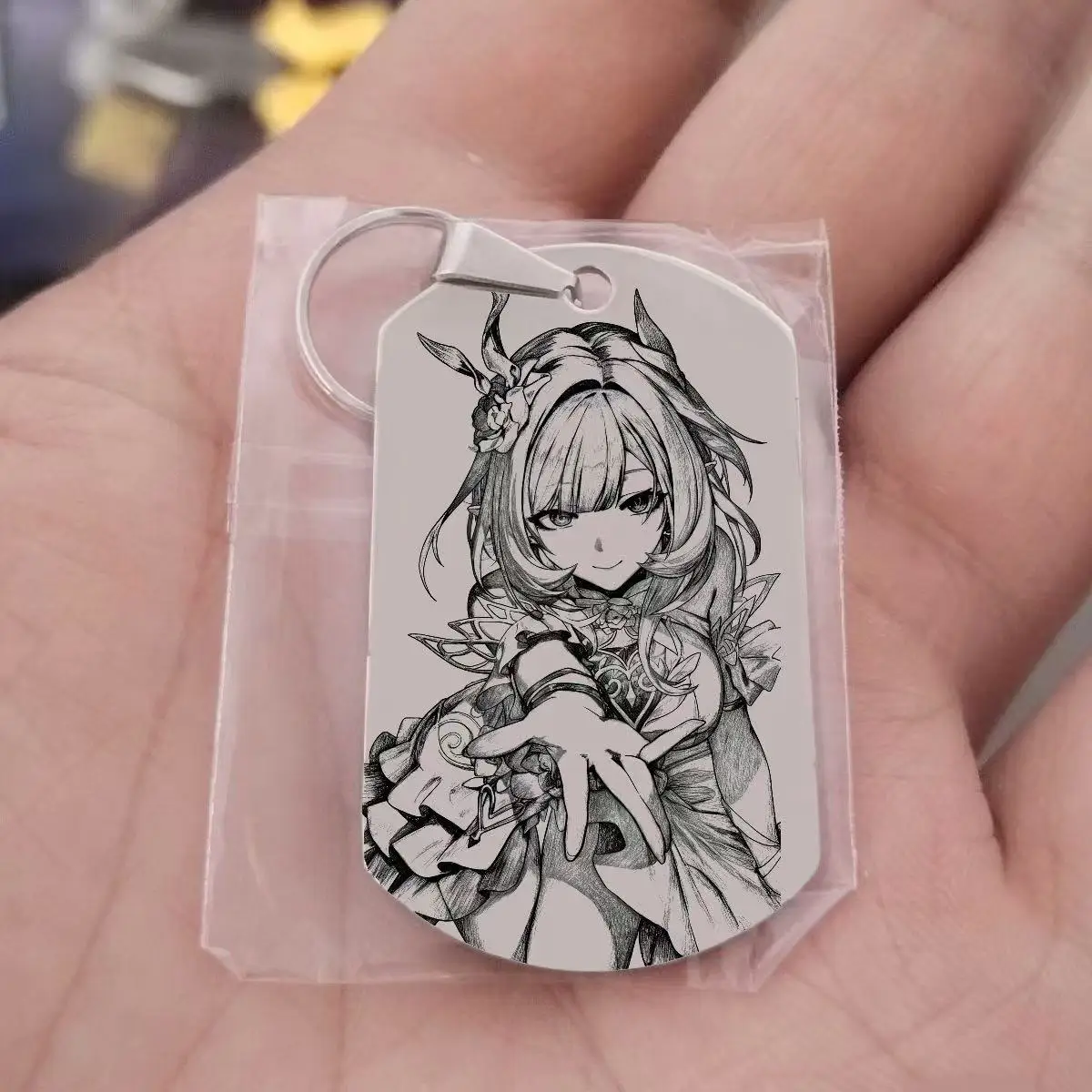 

Honkai Theme Cyrene Keychain 2D Stainless Steel Keychain Anime Peripheral Cute Keychain Pendant Student Gift