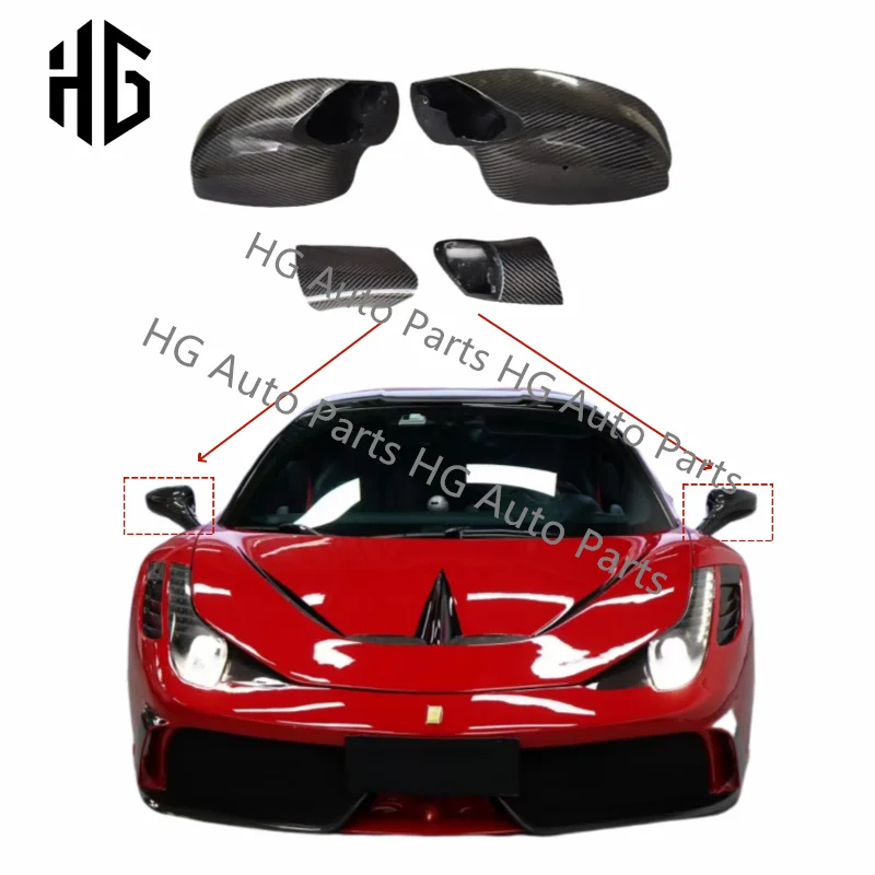 

Real Carbon Fiber Car Front Window Rearview Mirror Cover Trim Car Styling Accessories For Ferrari 458 Replace Side Mirror Covers