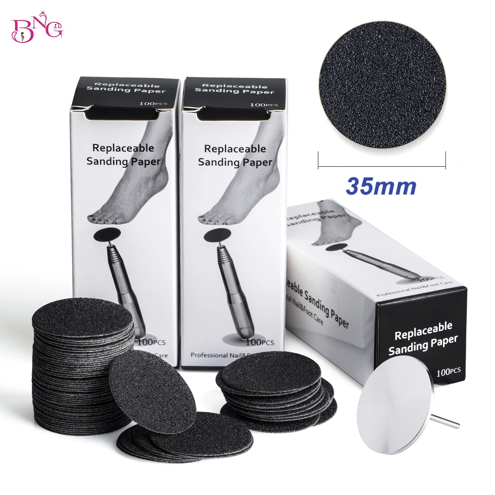 35mm Replaceable Sandpaper Discs Refill Pads Disks Smart Pedicure Discs Foot Rasp Files Dead Hard Skin Callus Remover Tools