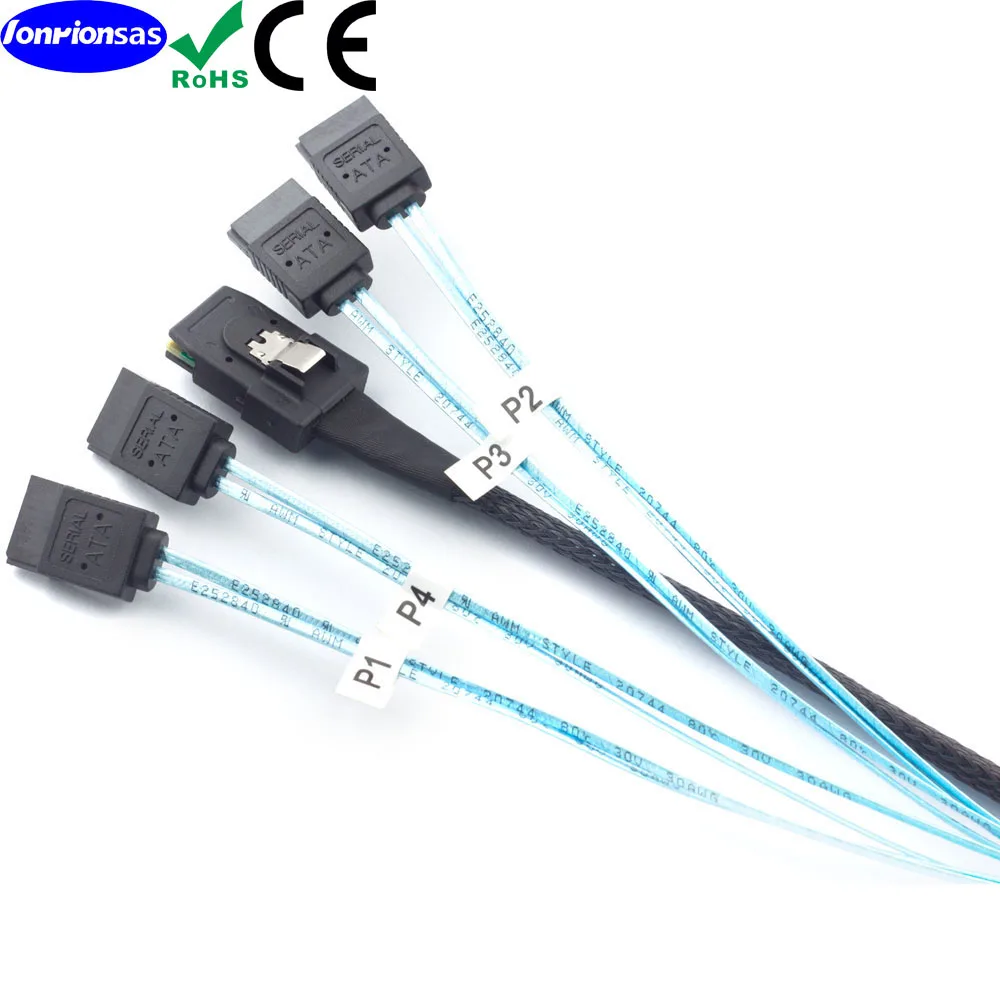 

LONRIONSAS#Mini SAS SFF-8087 36P to 4 SATA 7pin Female without latch for Interal Forward Breakout Cable