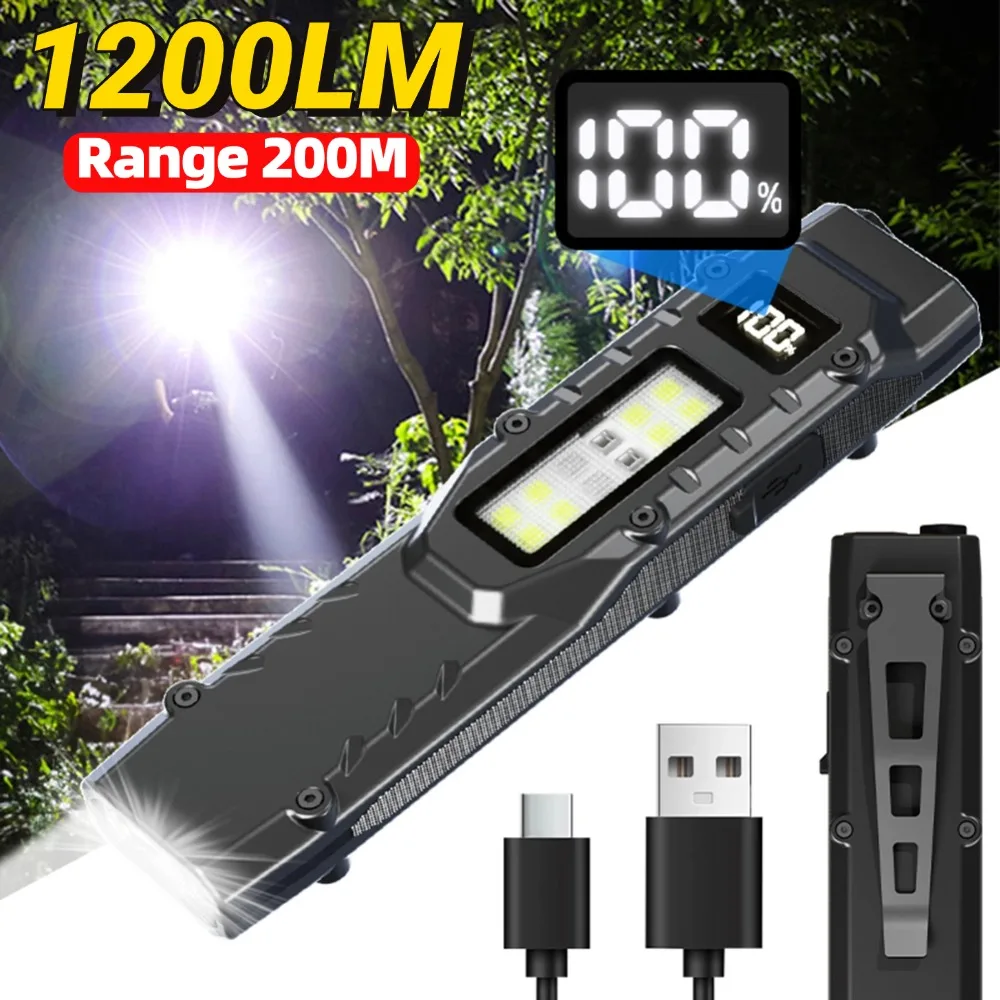 

Mini USB Rechargeable LED Flashlight Super Bright Pocket Pen Clip Torch Lamp Waterproof for Emergency Outdoor Camping Lantern