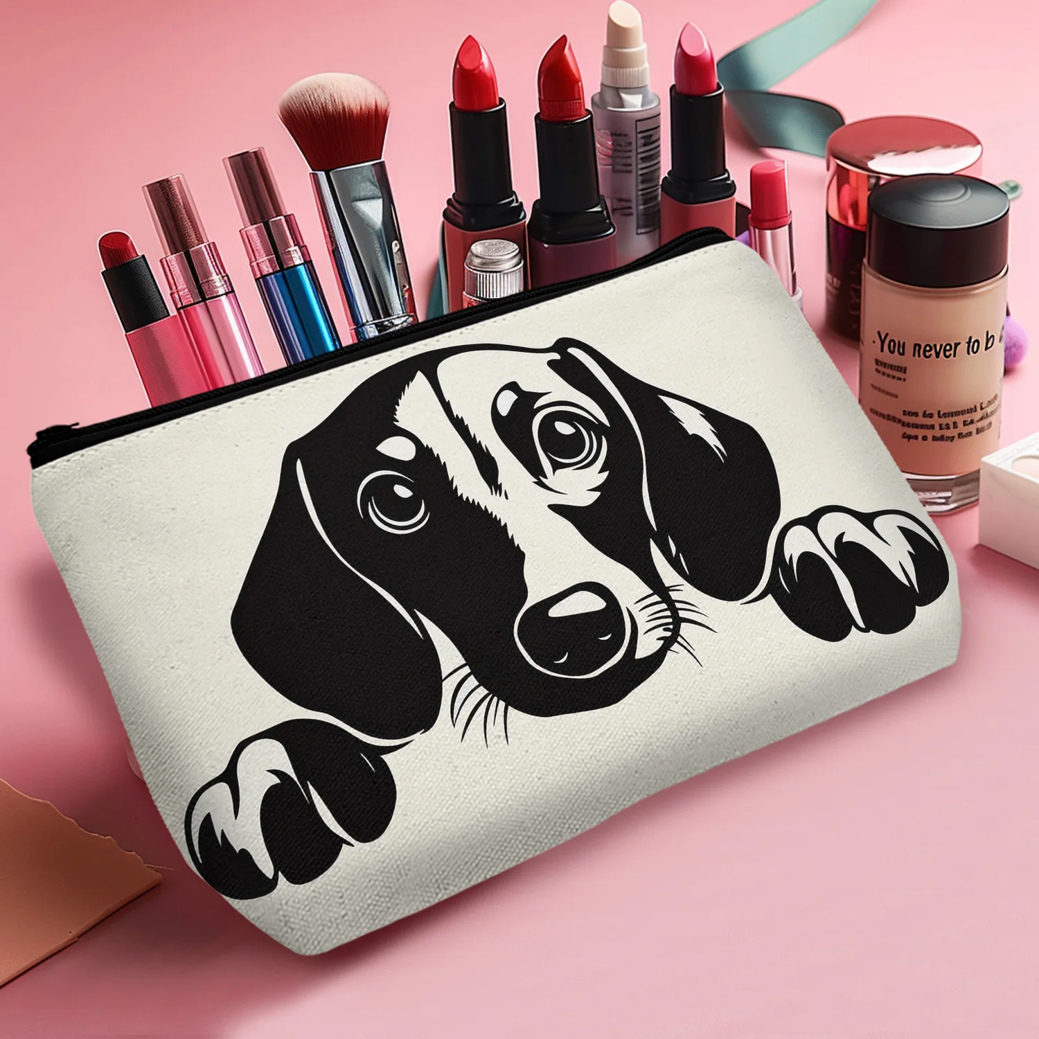 1Pc Animal Dog Funny Cosmetic Bag Durable Fashion Zipper Portable Women'S Cosmetic Bag Suitable For Giving To Friends And