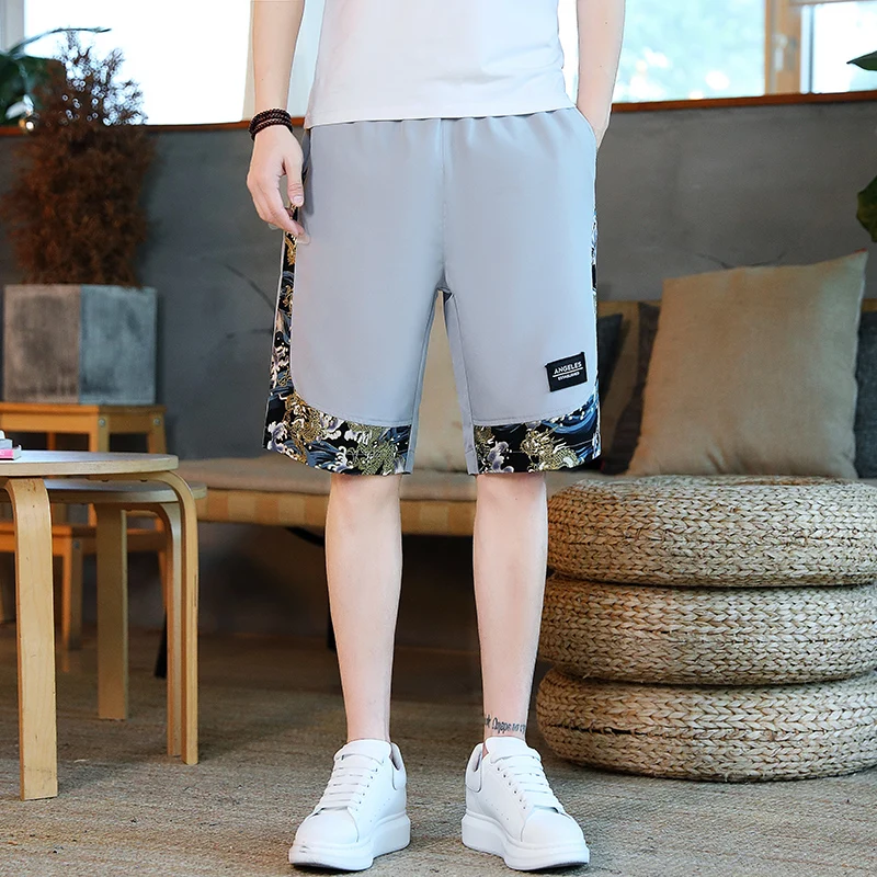 الحرير الجليدي الرجال orts الصيف رقيقة فضفاضة عادية خمسة أرباع طول العلامة التجارية العصرية فضفاضة تناسب تنفس مريحة الحضرية Sle