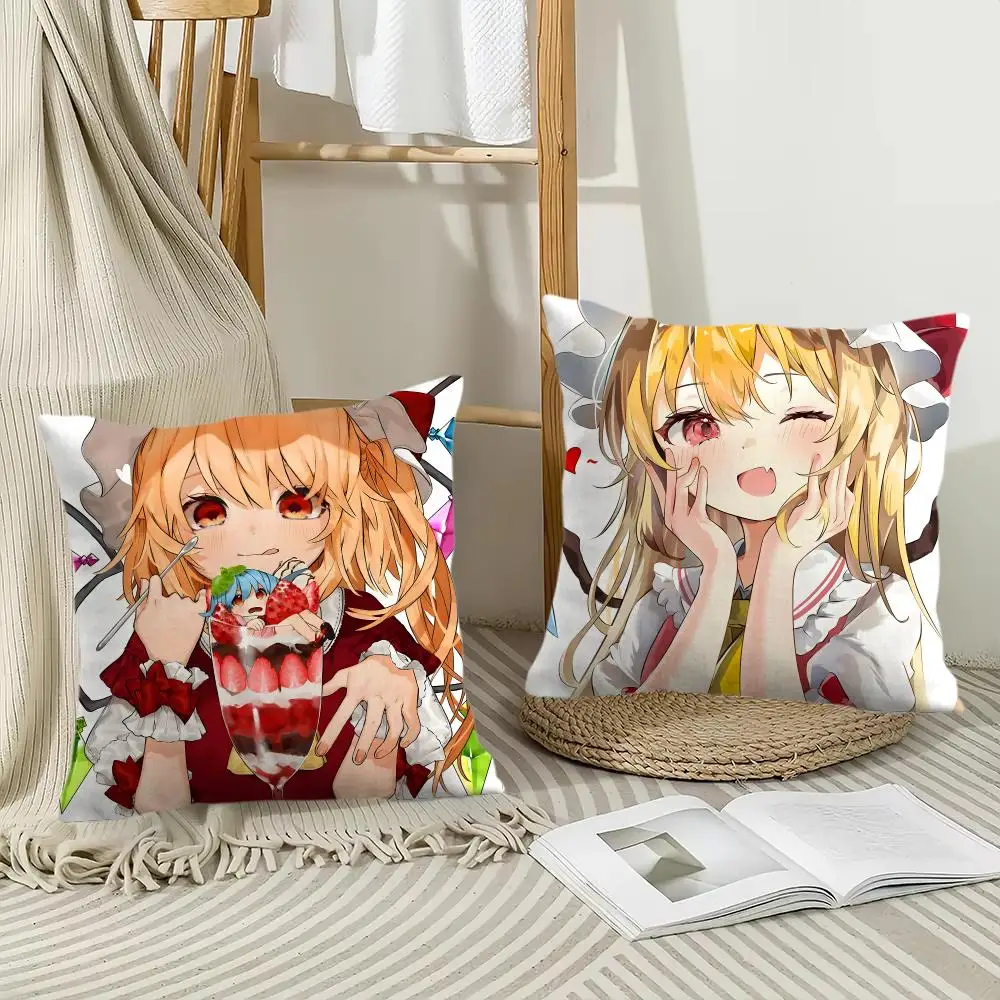 flandre scarlet T-Touhou Project Cushion Cover Pillow Case Short Plush Square Throw Pillow Covers Pillowcase Sofa Home Decor