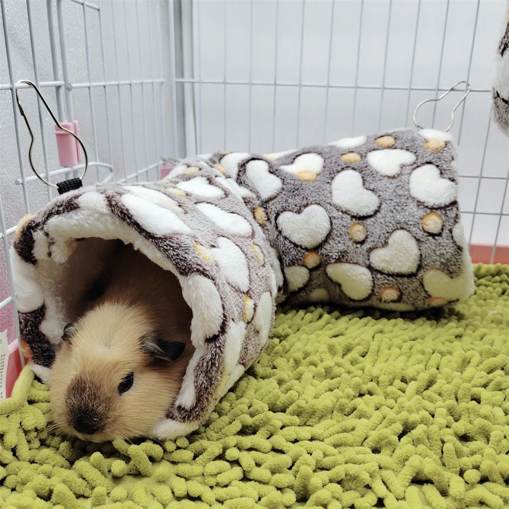 Herz Solf Baumwolle Plüsch Hamster Spielen Tunnel Winter Warme Nest für Frettchen Meerschweinchen Eichhörnchen Kleine Haustier Spielzeug Zubehör – Detail 8