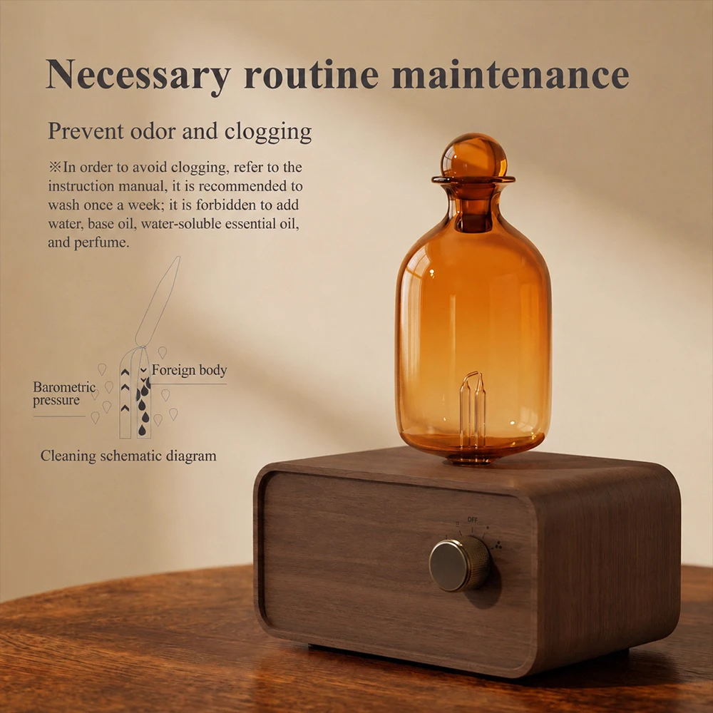 アンバーガラス製ネブライジングディフューザー、ヴィンテージ木 - Home Fragrance Oud のレビューと価格