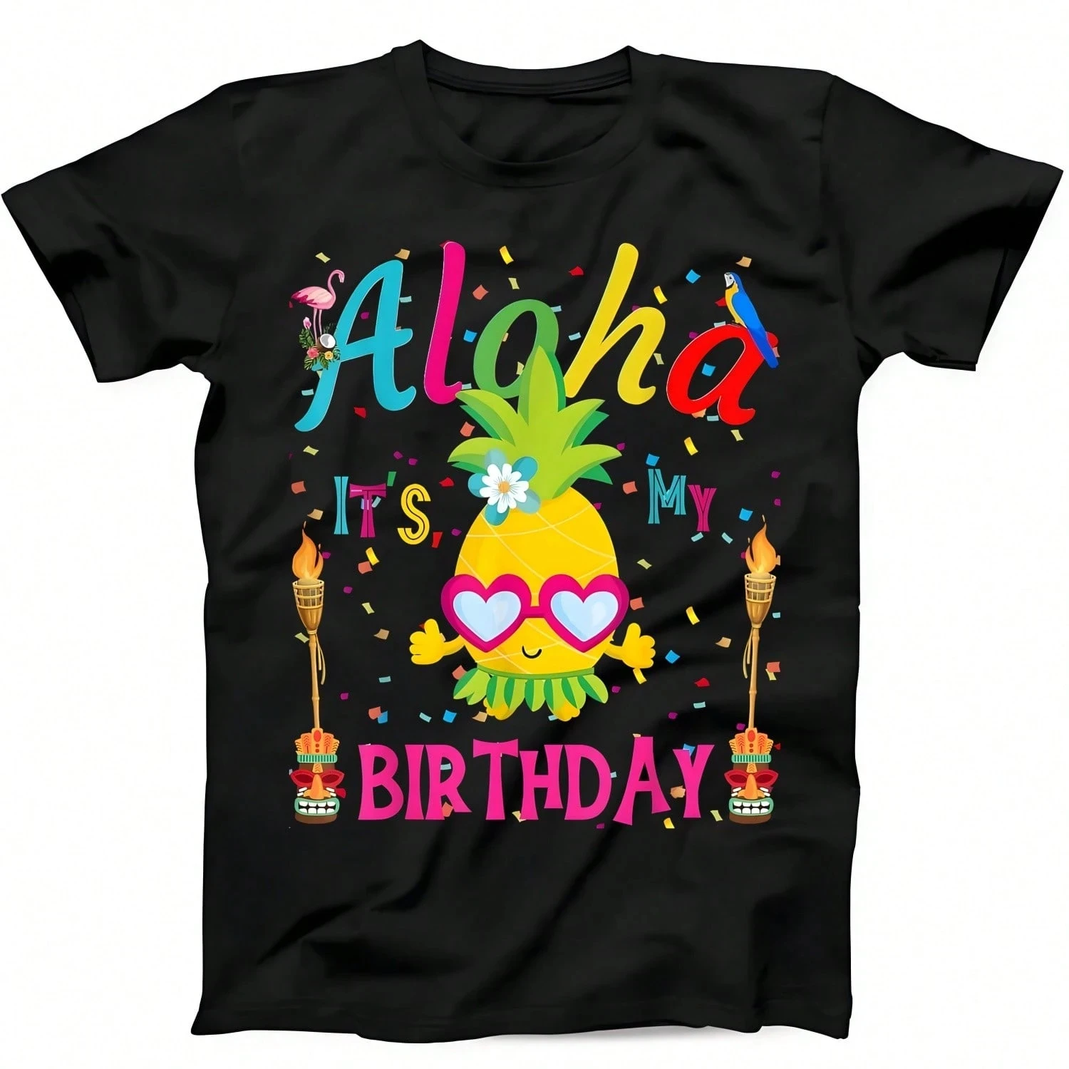 

Aloha It's My Birthday Hawa Girl Women's Pineapple Luau T-Shirt Easy Tiger Graphic Tee Shirt Omfort Colors Grl t shirts for men