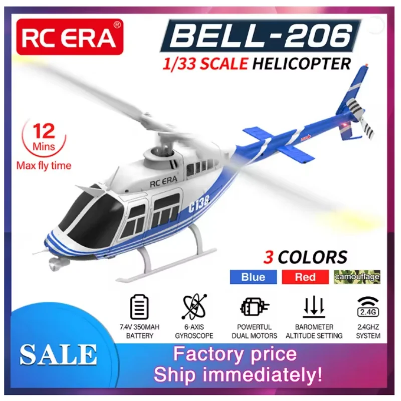 (Special Price) RCERA RC Helicopter 1:33 Bell-206 Aircraft C138 6CH  6-axis Gyro Remote Control Plane