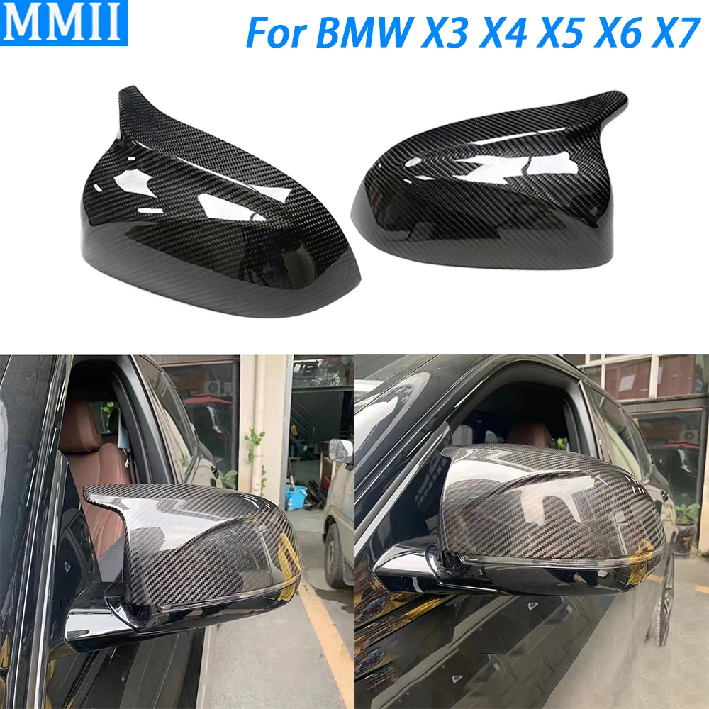 Rearview Mirror Cover For BMW X3 G01 G08 X4 G02 X5 G05 X6 G06 X7 G07 2019-2024 Real Carbon Fiber Side Mirror Shell Frame Case