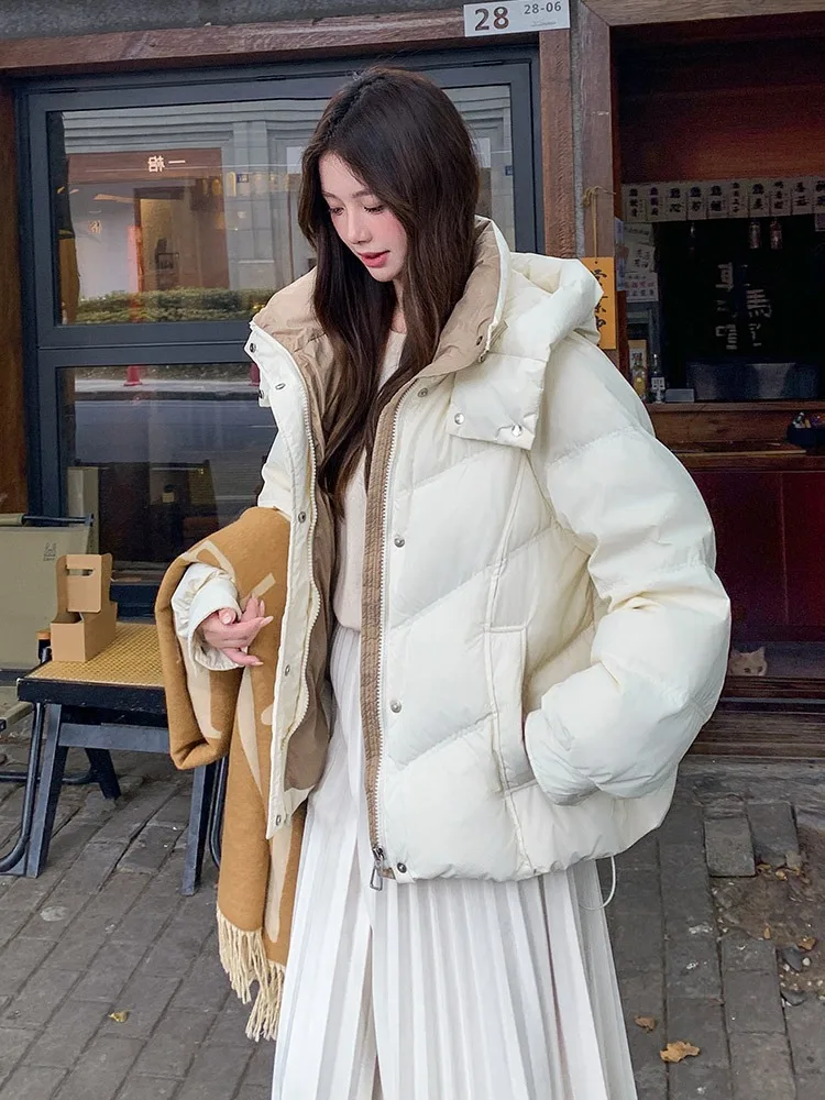 

Hooded Down Jackets Women Winter Coats New Korean Style Students Loose Casual Short Thick Warm Quilted Coat Women Clothing