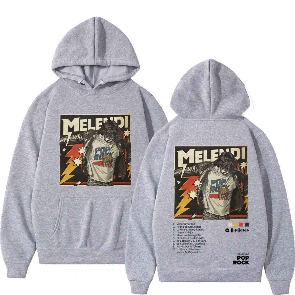 Rapper Melendi Pop Rock Album Tour 2026 Print Hoodie Herren Damen Hip-Hop Vintage Sweatshirt Langarm Locker Lässiger Pullover – Detail 6