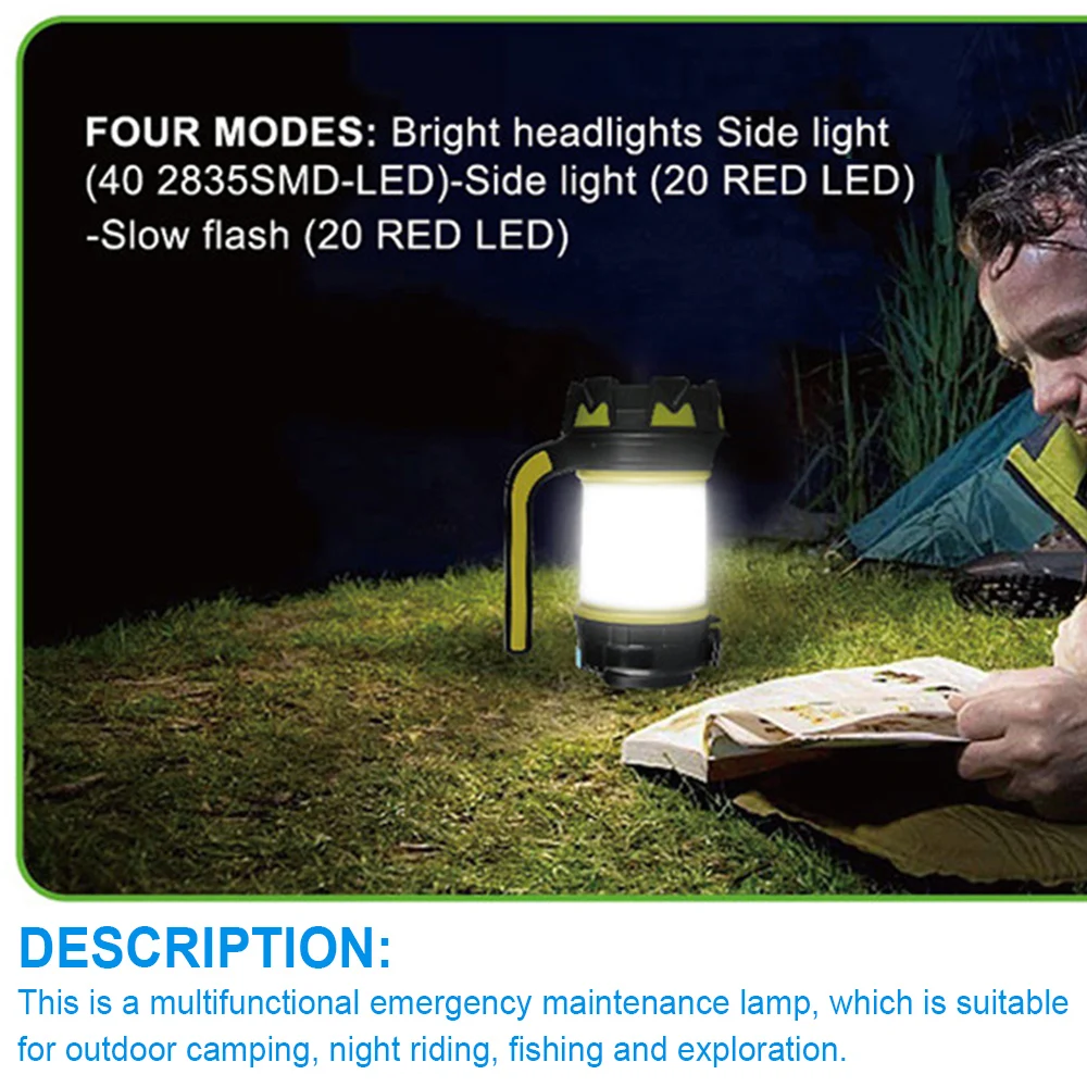 Camping Lantern Outdoor LED Flashlight USB Rechargeable 8000 Lumens Portable Multifunction 4 Modes LED Flash Light Camping Lamp