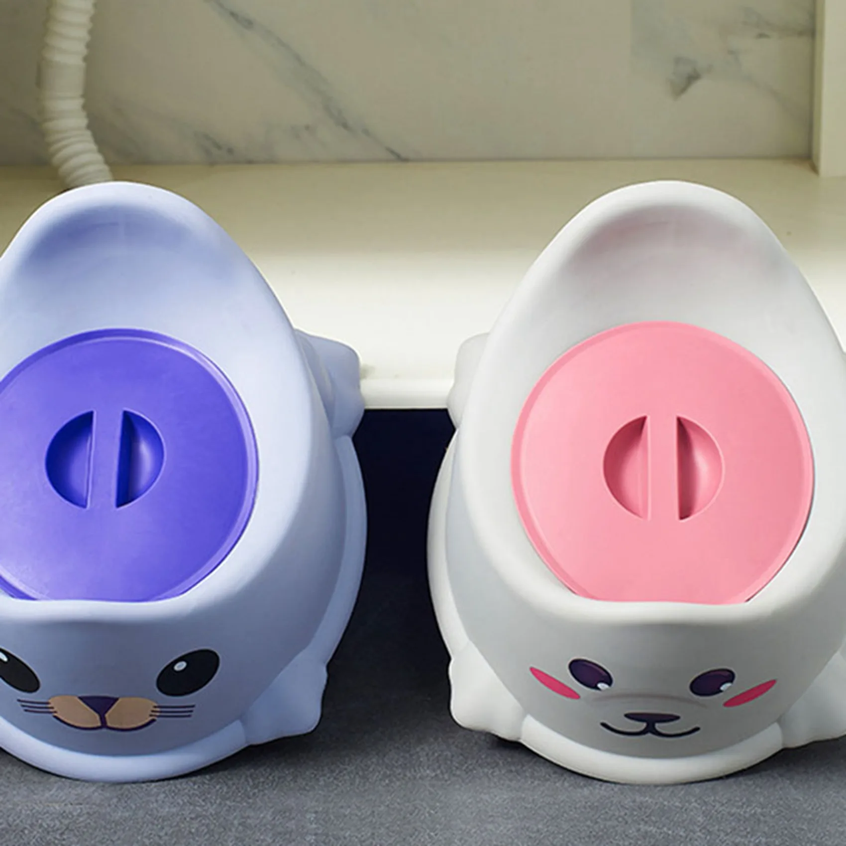 2X مقعد تدريب الطفل مع مسند الظهر وعاء محمول للأطفال طفل رضيع المرحاض لطيف قعادة البراز للأولاد - الأرجواني