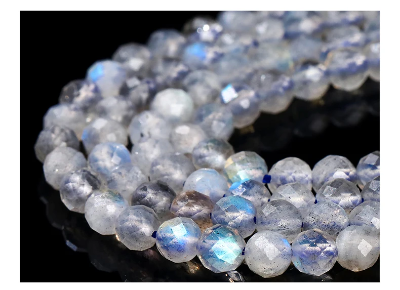 Natürliche facettierte graue Mondstein-Labradorit-Perle 2 3 4mm lose Zwischenperle für Schmuckherstellung DIY Halskette Armband Zubehör – Detail 9