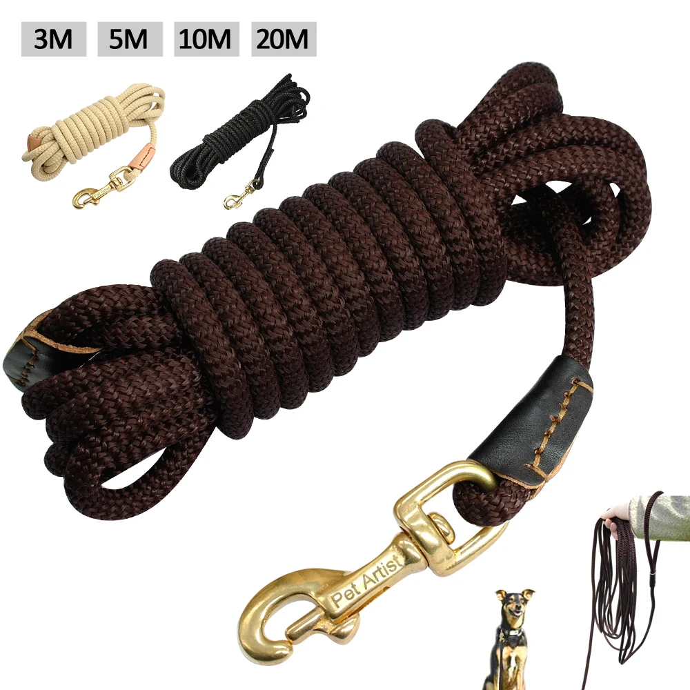 Strong 3/5/10/20M Dog Tracking Leash Long Line Training Leashes Pet Lunge Rein Leads Recall Obedience Nylon Rope