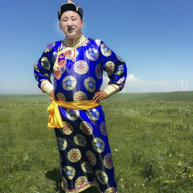 

Mongolian clothing Minority men's long ancient robes Performance clothing Adult stage performance Daily clothing