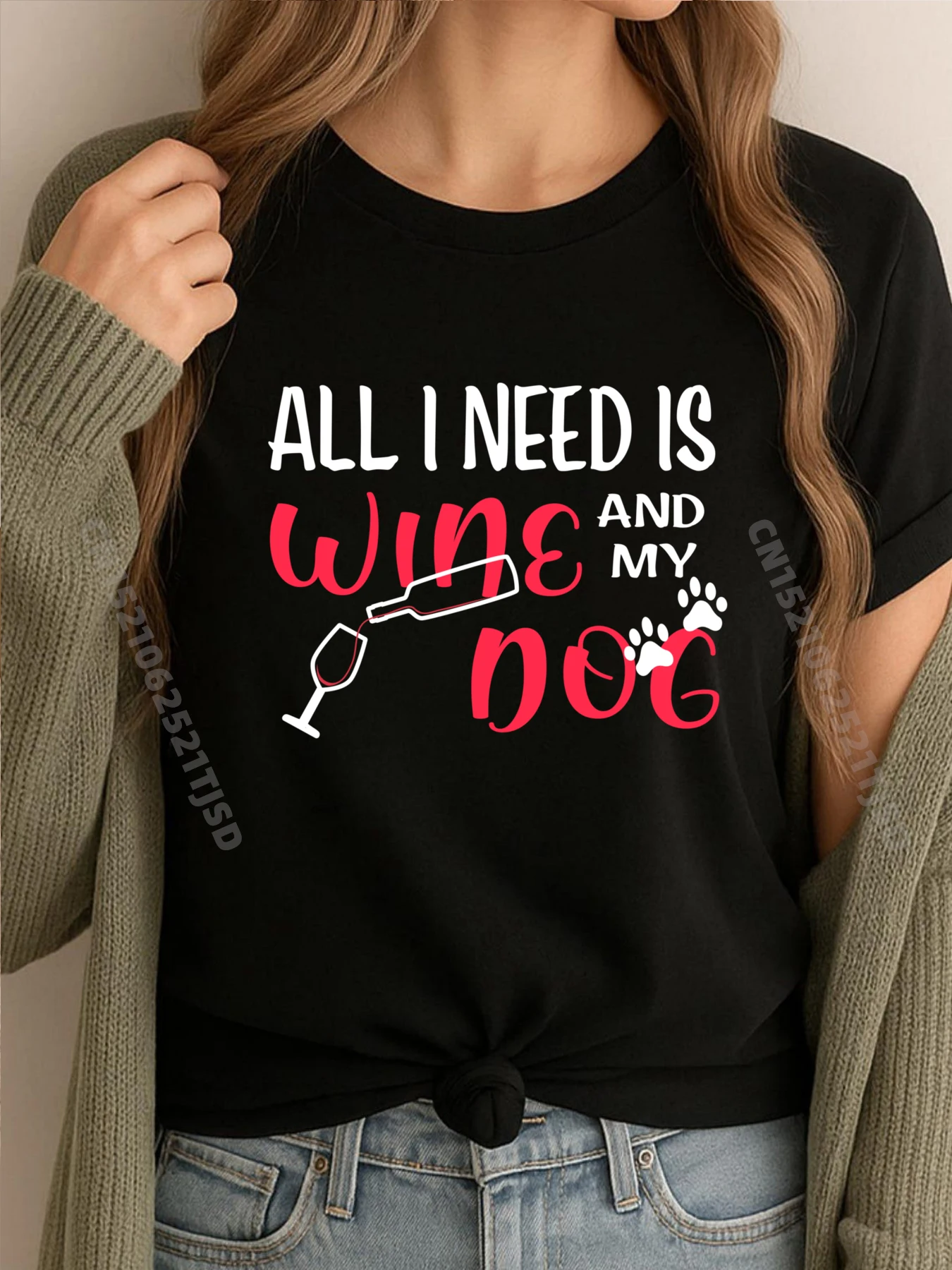 

All i need is wine and my dog Designer Clothes Woman Funny Gifts Graphic