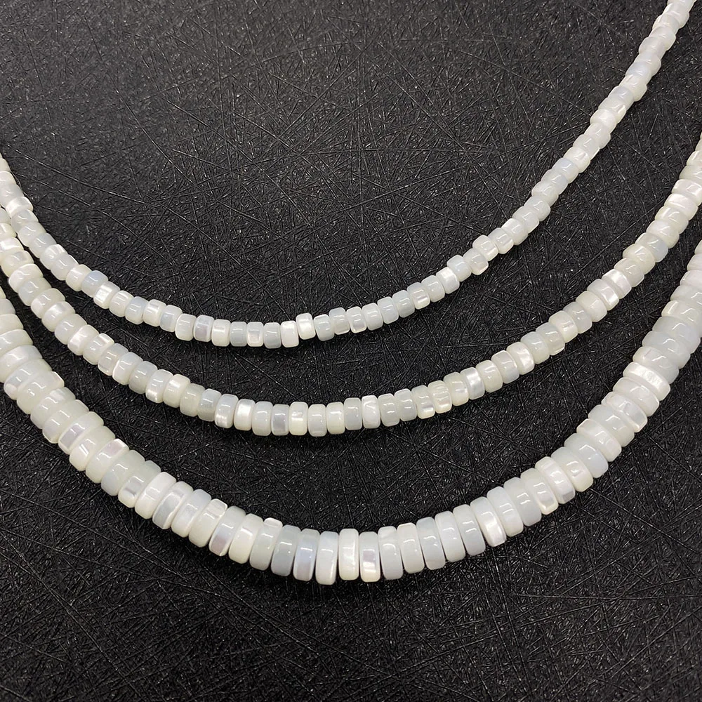 

Natural Seawater Shell Disc Shape Bead White Butterfly Shell Straight Holes Loose Bead DIY Necklace Bracelet Accessory 1 Strand