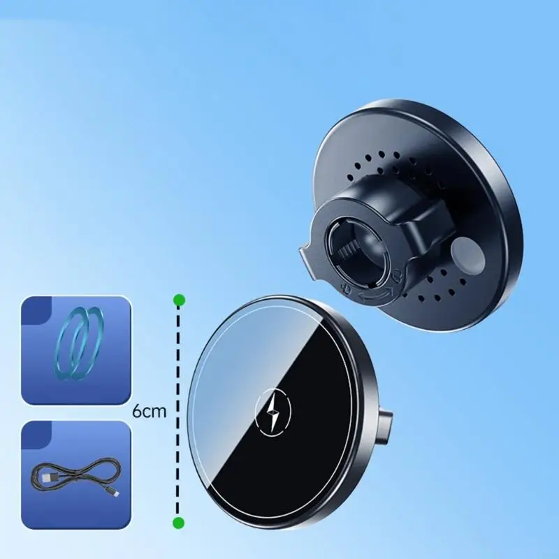 

15W Wireless Charging Phone Stand with 17mm Ball Head Universal Car Phone Mount Ball Mount Adapter 896C