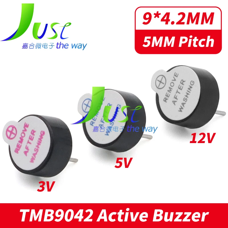 초박형 액티브 피에조 부저 알람, DC 9mm x 4.2mm, 9x4.2mm, 9042 미니 액티브 부저, 아두이노 Diy Electro에 적합, 3V, 5V, 12V, 10PCs