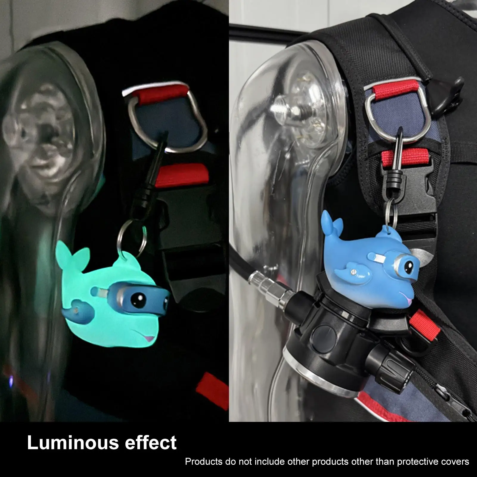 Osłona przeciwpyłowa do regulatora nurkowego, ochraniacz na ustnik nurkowy, kreskówkowy delfin, rękaw ochronny, pyłoszczelny z klipsem, świecący w ciemności