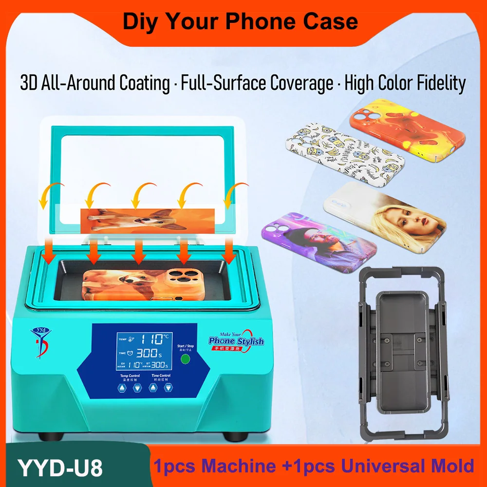 

Мини-портативный термопресс для 3D-вакуумной сублимации для iPhone 17, 16, 15, 14 Pro Max, XR: персонализация фото, пленок и прочных задних крышек