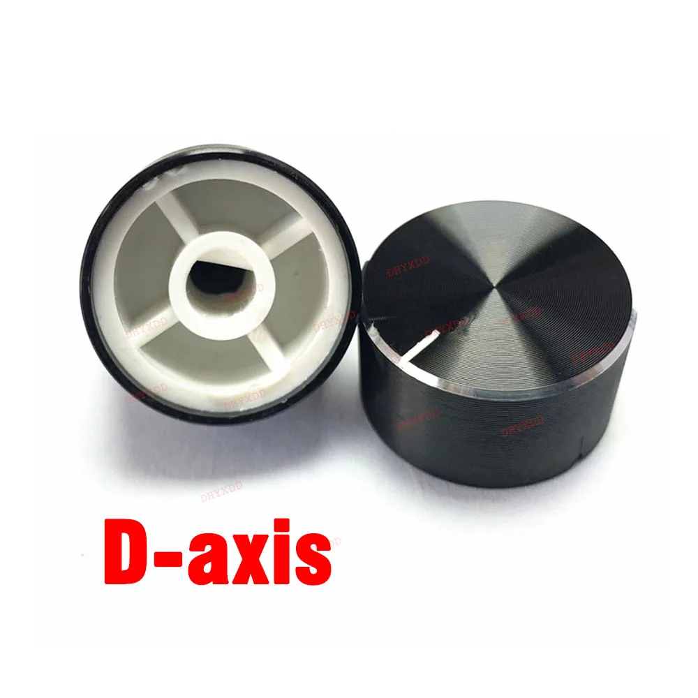 2pcs 25x13mm 6mm Shaft Hole Aluminum Alloy Potentiometer Knob Black (D-axis) for Chevrolet Sedan Car Air Conditioning Knob