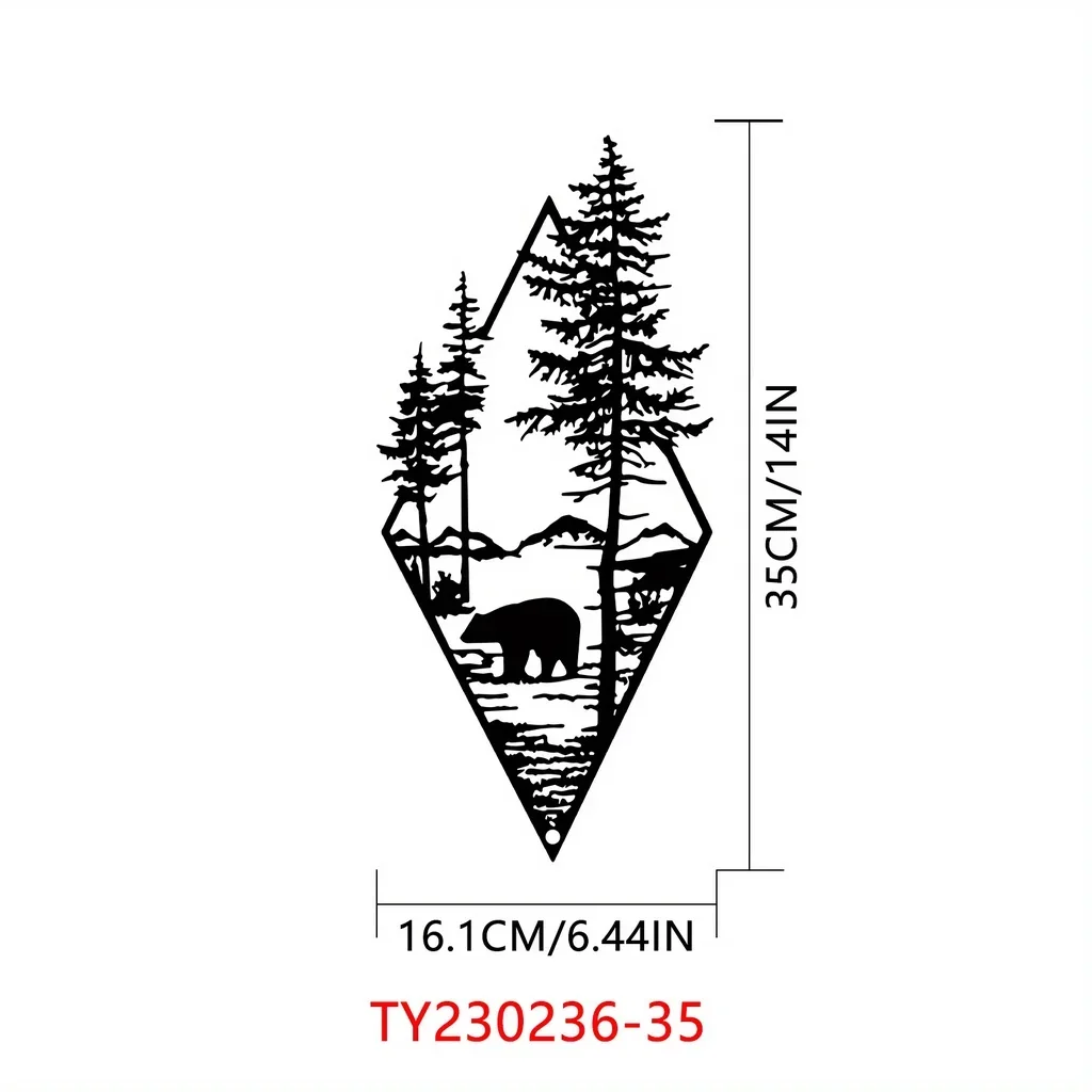 Metalowa dekoracja ścienna Bear sosna dekoracja ścienna wycinana metalowa metalowa dekoracja ścienna artystyczna do domu sypialnia biuro przedszkole
