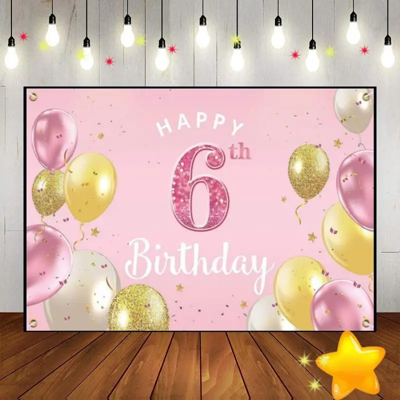 Happy 6th Birthday Schoolring Decoration Children Background Vintage Photo Party Baby Room Banner Gender Reveal Prince Boy Girl