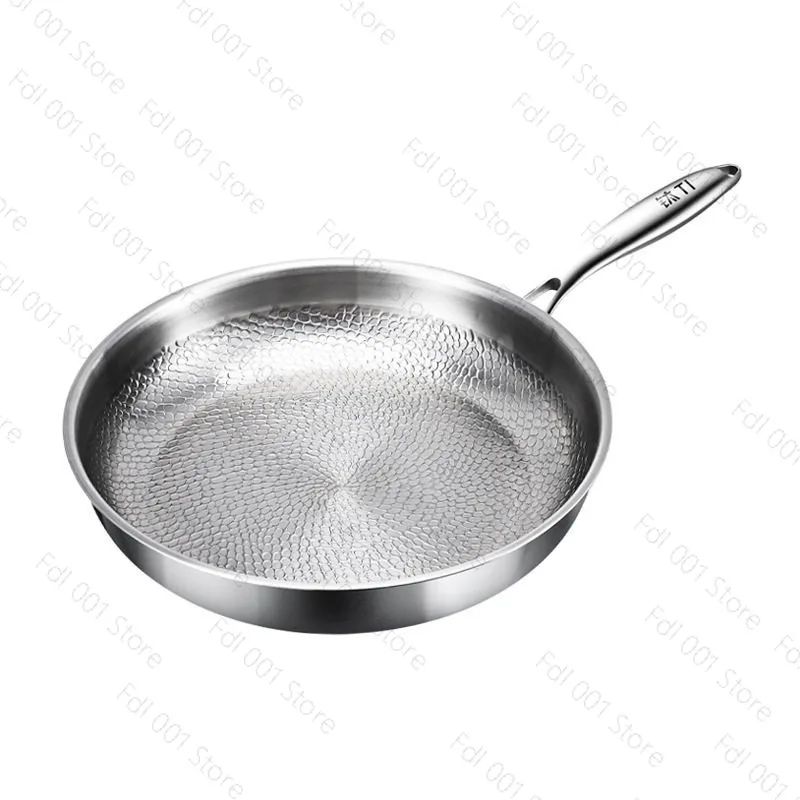 26/28cm German Pure Titanium Frying Pan Non-stick Frying Pan Uncoated Fish Scale Hammer Pattern Titanium Alloy Cookware