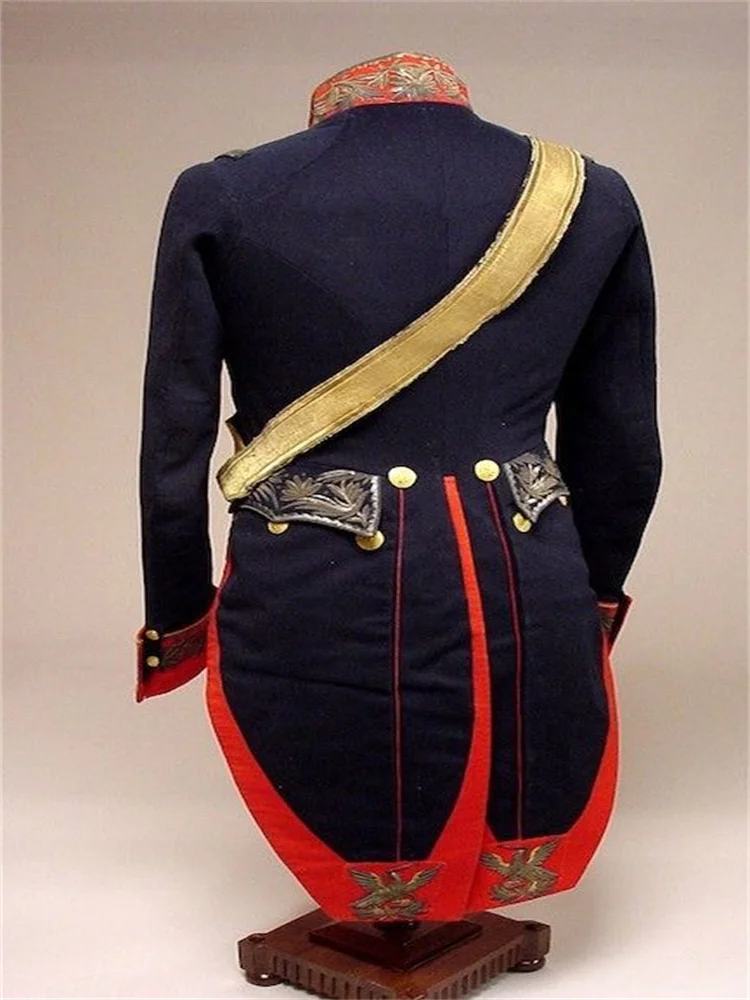 Historical Men's American Civil War Gold Braiding Hussar Officers Jacket With Gold Aiguillette Costume