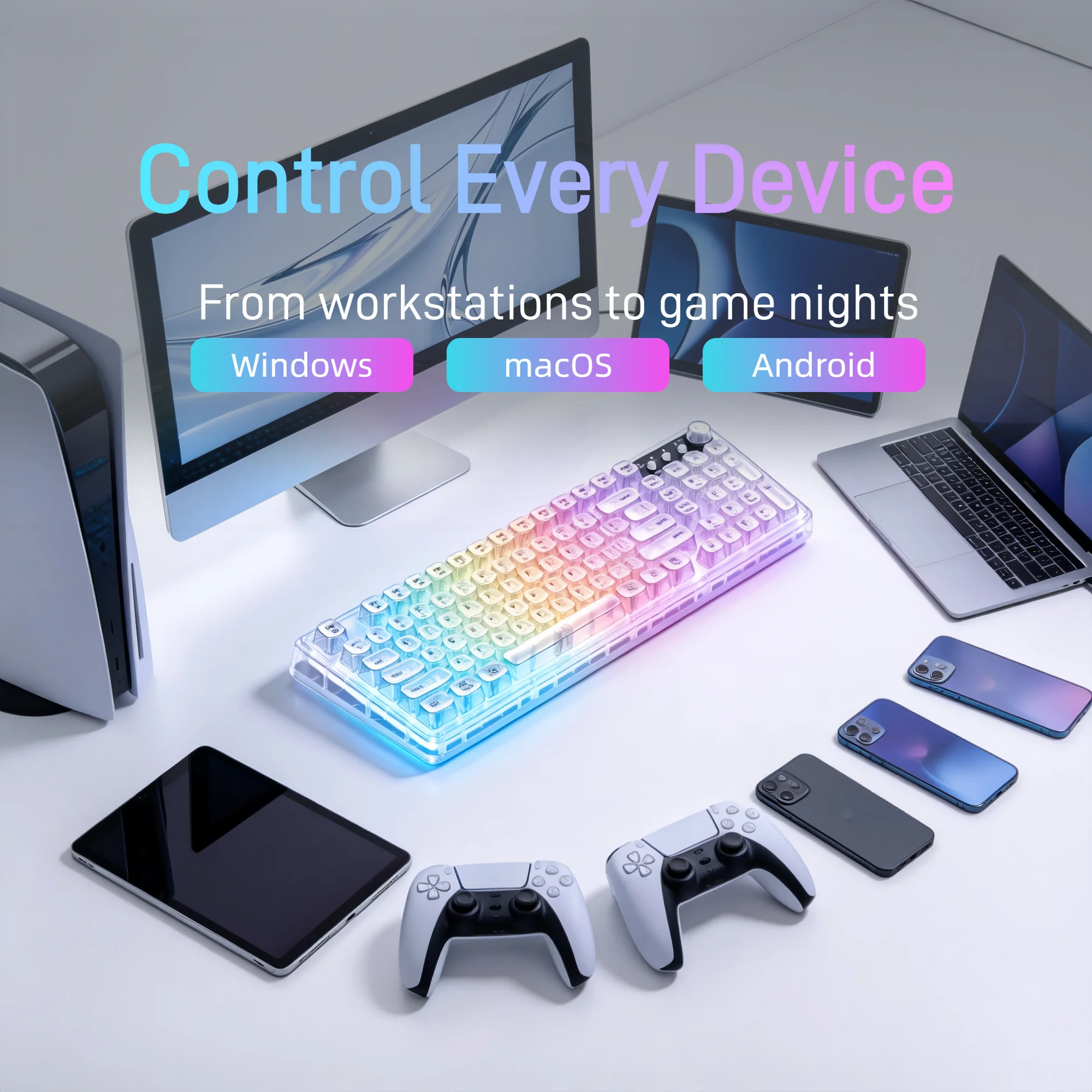 Teclado Gamer Sem Fio Transpar - Desk Setup Tablet avaliação e preço