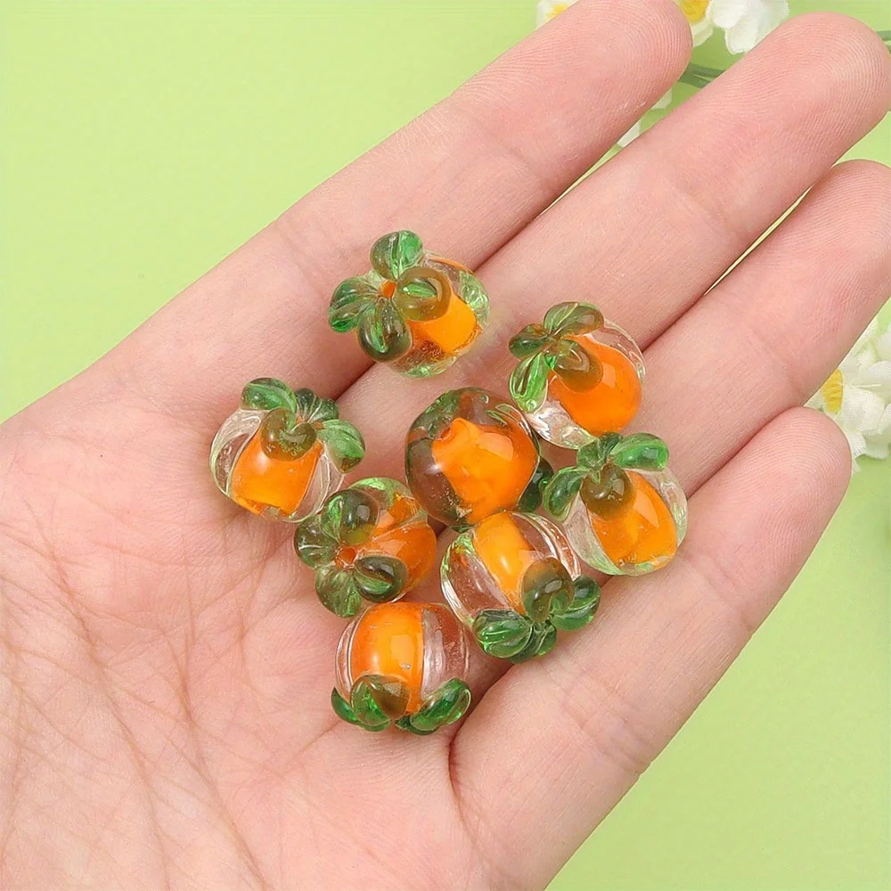 2/4/7pcs Persimmon Shaped Decorative Beads, DIY Jewelry Accessories, Thanksgiving, Christmas, Halloween, Valentine's Day Gifts