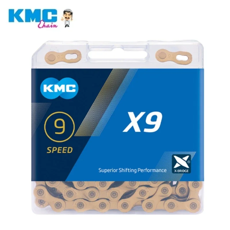 KMC-cadena de bicicleta X9 X9SL para MTB, cadena de bicicleta de carretera, plata, negro, plata, oro, 9 velocidades, piezas para Shimano SRAM