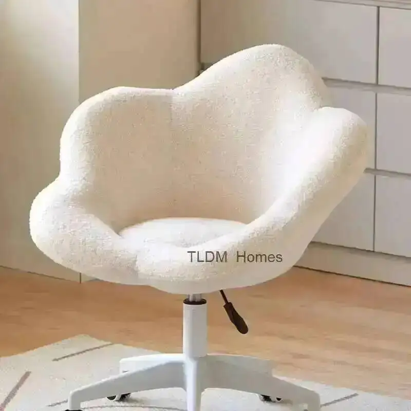 Chair Stool Metal Wheels Back Modern White Vanity Cute Vanity Spinning Adjustable Fluffy Petit Meuble Chair Nordic Furniture