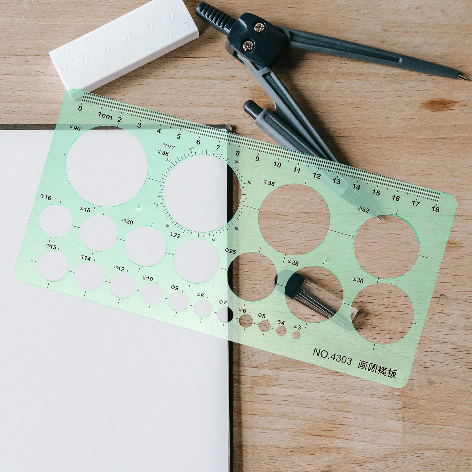 2pcs Circular Ruler Plastic Drafting Drawing Tools Students Measuring Templates Engineering Design Accessories