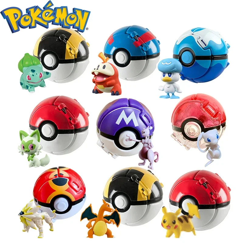 

Pokemon Ball Pikachu Pokeball Series Anime Figure Abra Litten Charizard Bulbasaur Pokeball Toys For Children's Gifts