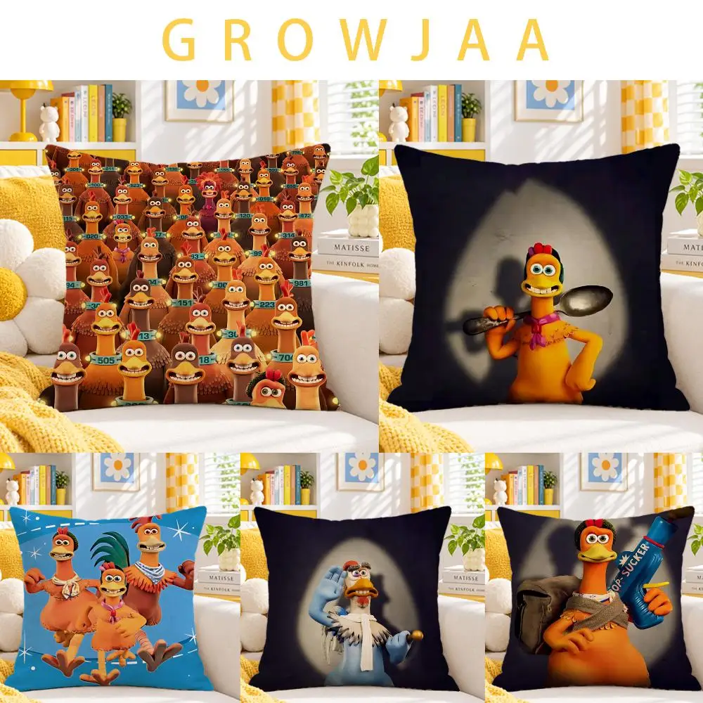 movie Chicken Run Cushion Cover Throw Pillow Short Plush Fresh Bright Cushion for Bedroom Sofa Ornament Present Gift