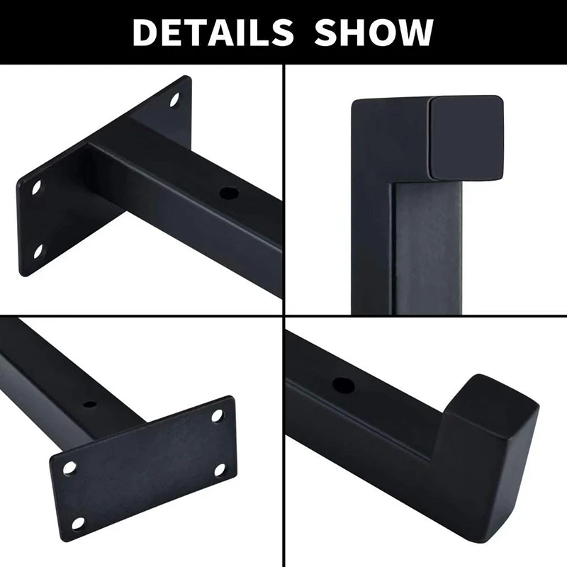 Floating Shelf Brackets,Black Heavy Duty Folding Wall Shelving Metal Shelf Bracket,Wall Shelf Brackets Decorative,4 Pack