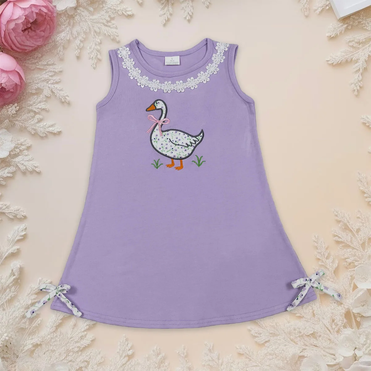 

Kids Embroidery Bows Goose Baby Girl Sleeveless Knee Length Dresses Children Summer Dress Toddler Infant Clothing Wholesale