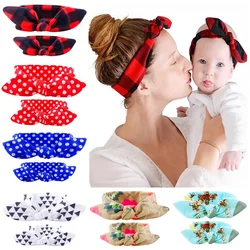 2Pcs/Set Headbands Mother Baby Turban Mom And Me Matching Headband Mom Daughter Rabbit Ears Floral Print Hair Accessories