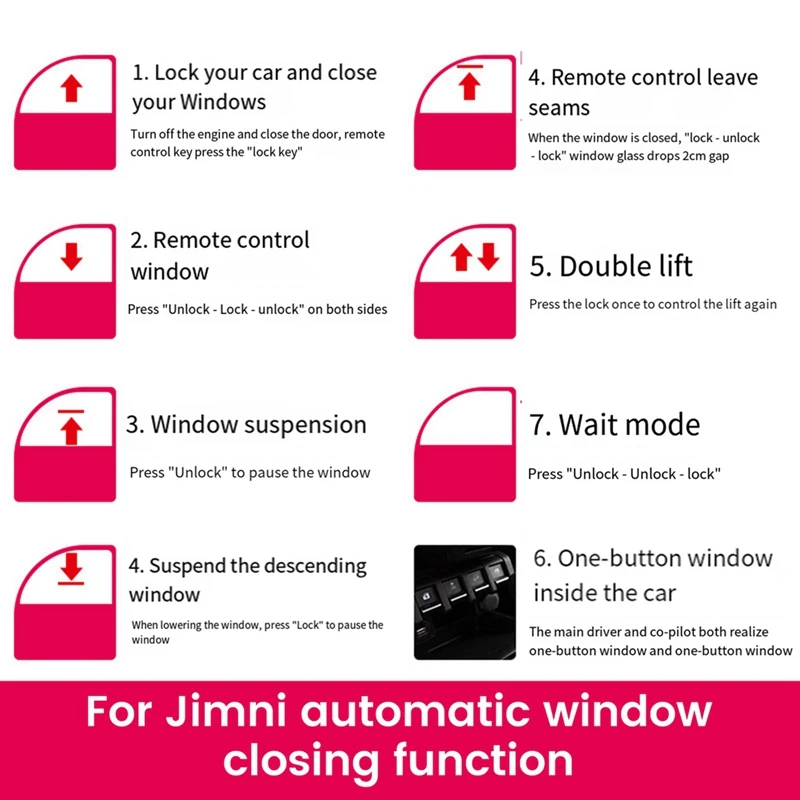 Car Automatic Window Closer Closing & Open Control By Remote Smart Lifter For Suzuki Jimny JB64 JB74W 2019-2020