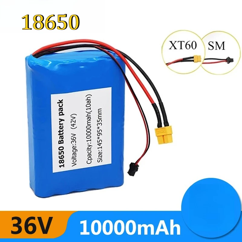 

Литиевая аккумуляторная батарея 10S2P 36V10Ah 18650 для электросамоката, прочная, легкая, с разъемом XT60, для длительных поездок, перезаряжаемая