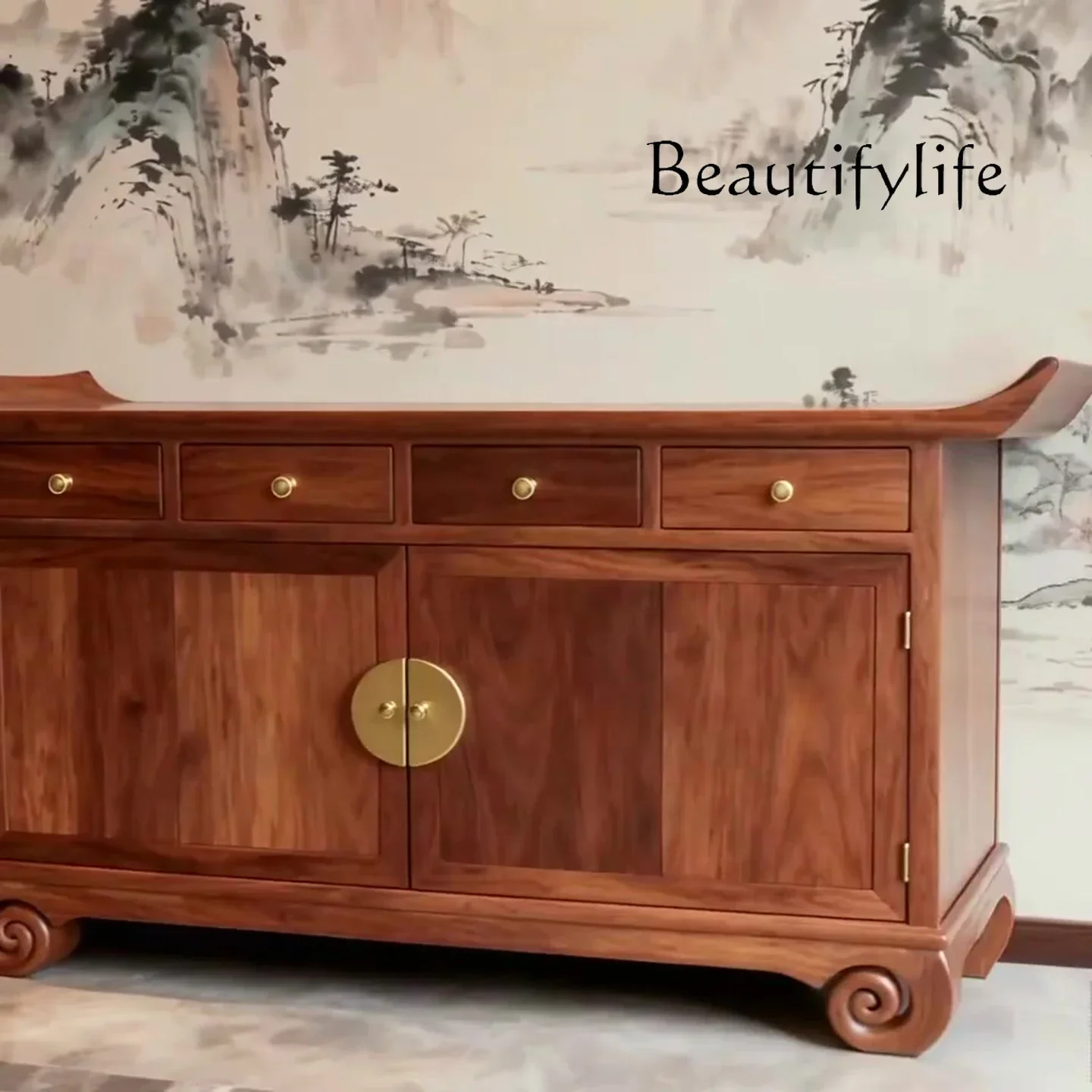 X40 XS New Chinese-style Entrance Cabinet, Warped Head Cabinet, Entrance Cabinet, Buddhist Platform Solid Wood Table, Zen Locker