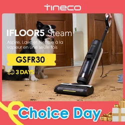 Tineco iFLOOR 5 Vapor Wet Dry Vacuum Tudo-em-um, esfregão a vapor limpador de pisos de madeira ótimo para bagunças pegajosas, 248 ℉   Vapor de alta temperatura