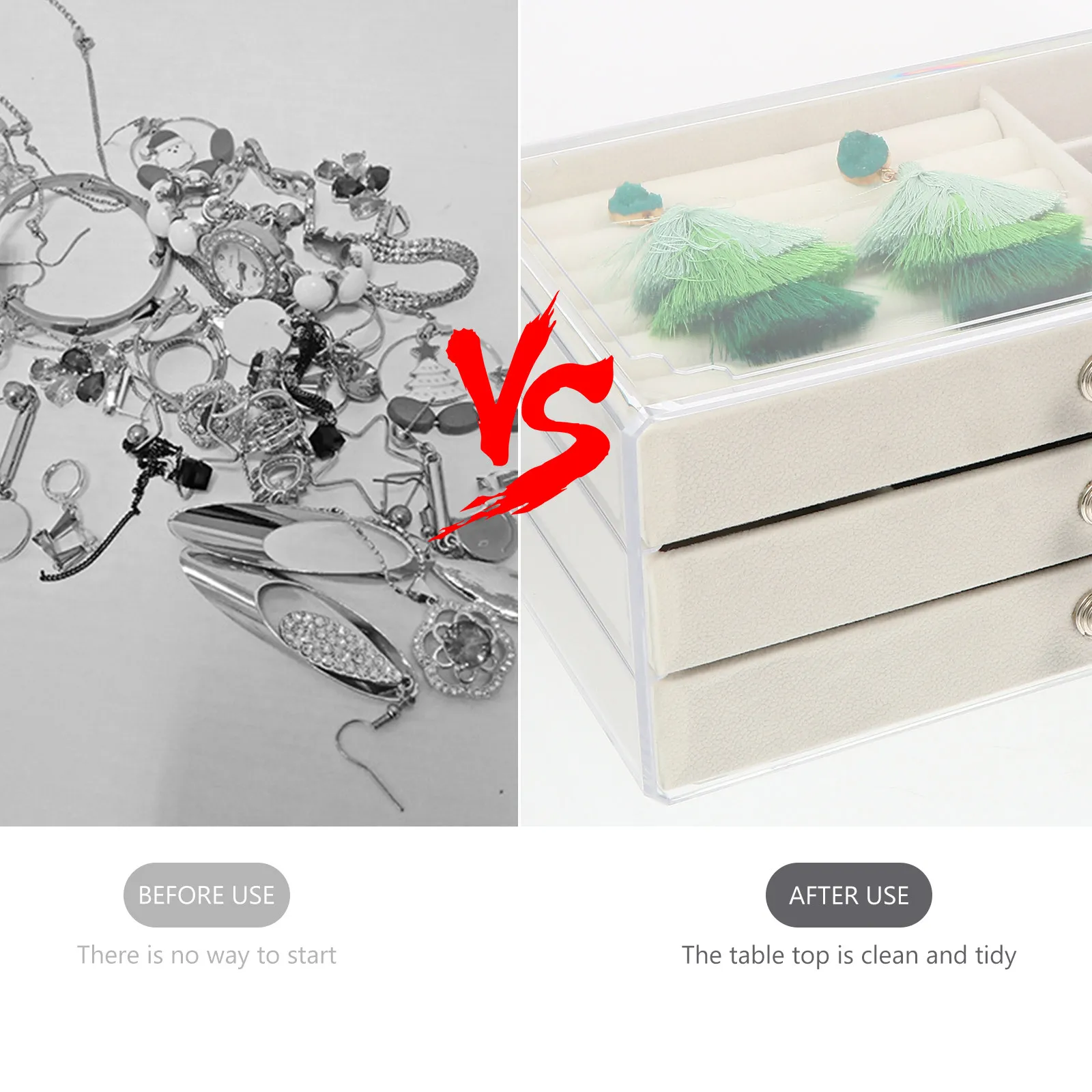 

1 шт. пластиковая шкатулка для украшений, органайзер для серег с несколькими отделениями, прочный футляр для хранения колец, ожерелий, браслетов