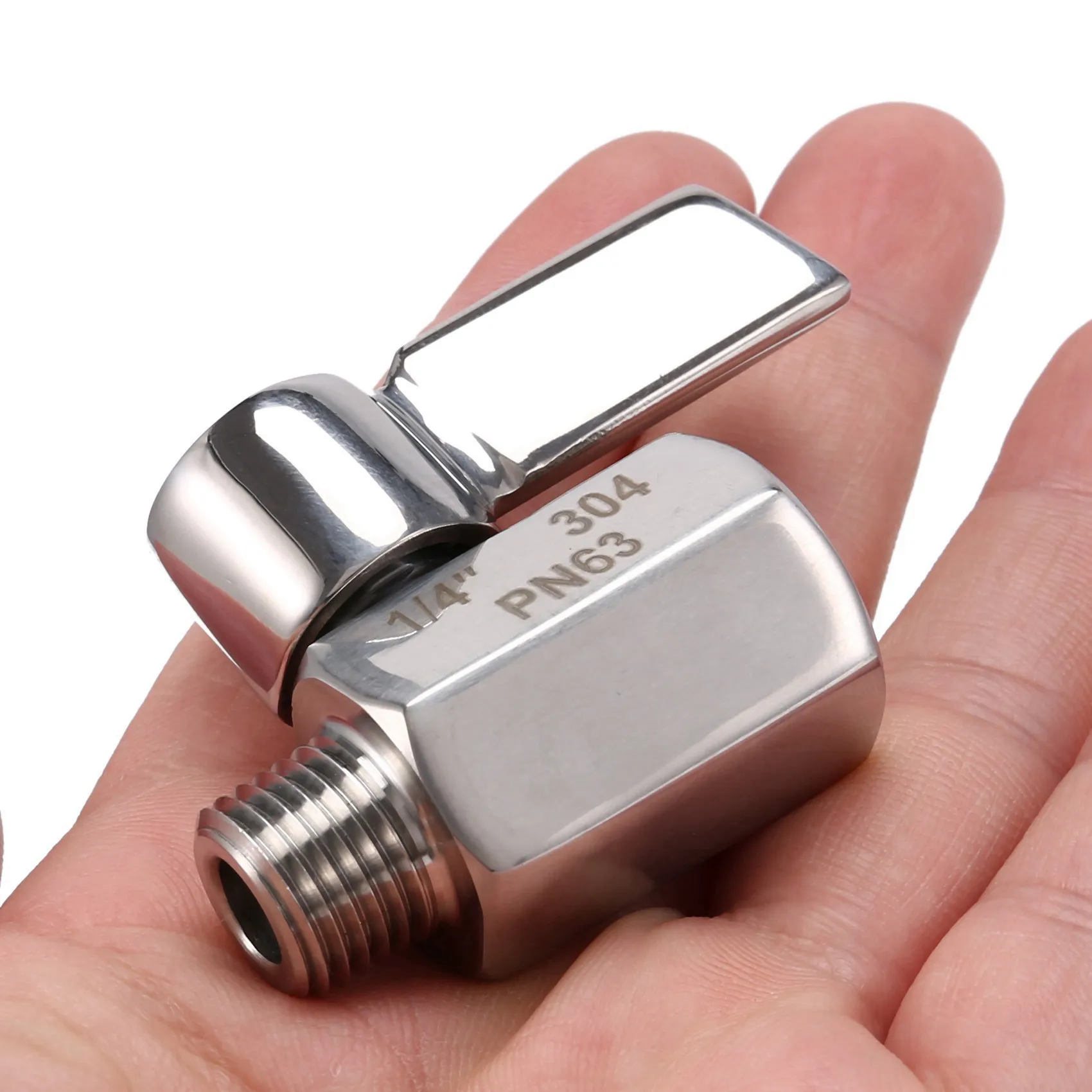 

PHFU-4X 1/4Inch 304 Stainless Steel Mini Ball Valve,Female NPT X Male NPT Thread, Shut-Off Valve